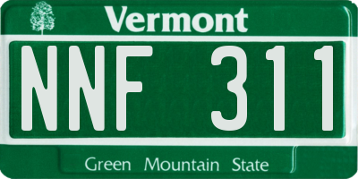 VT license plate NNF311