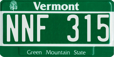 VT license plate NNF315