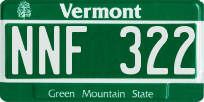 VT license plate NNF322