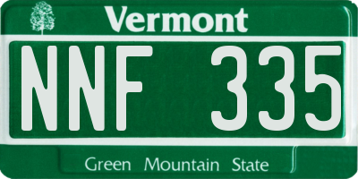 VT license plate NNF335