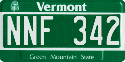 VT license plate NNF342