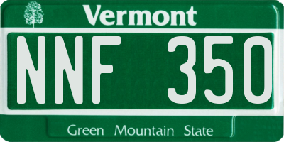 VT license plate NNF350