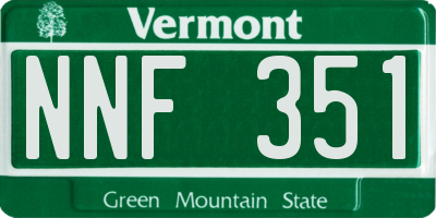 VT license plate NNF351
