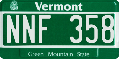 VT license plate NNF358