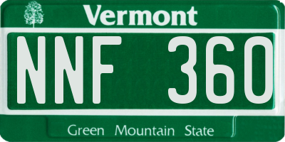 VT license plate NNF360