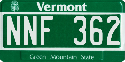 VT license plate NNF362