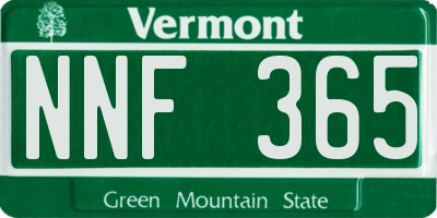 VT license plate NNF365