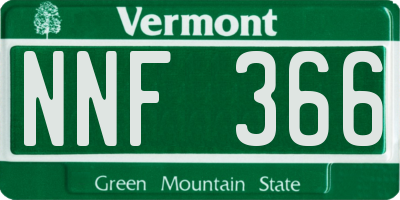 VT license plate NNF366