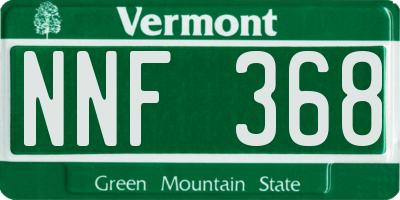 VT license plate NNF368