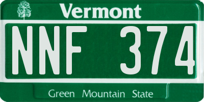 VT license plate NNF374