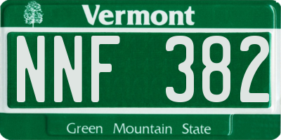 VT license plate NNF382
