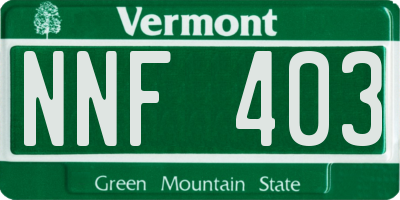 VT license plate NNF403