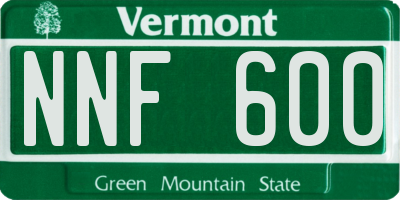VT license plate NNF600