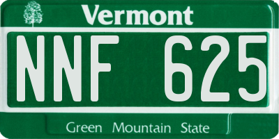 VT license plate NNF625