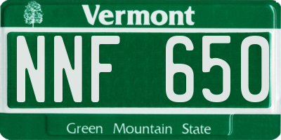 VT license plate NNF650