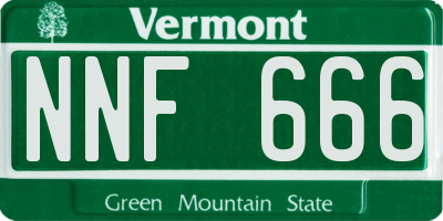 VT license plate NNF666