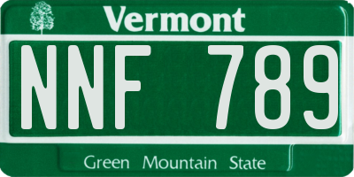 VT license plate NNF789