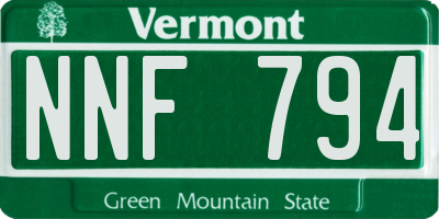 VT license plate NNF794