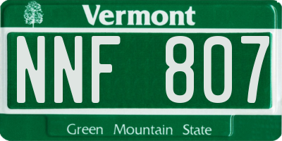VT license plate NNF807