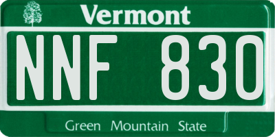 VT license plate NNF830
