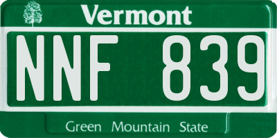 VT license plate NNF839