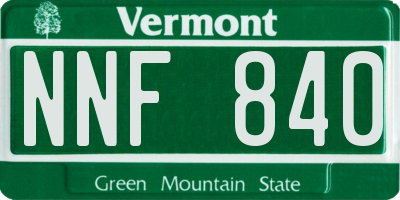 VT license plate NNF840