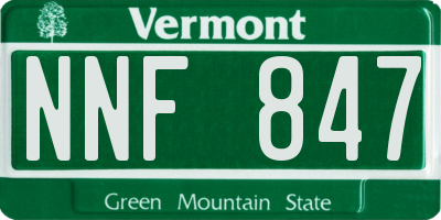VT license plate NNF847