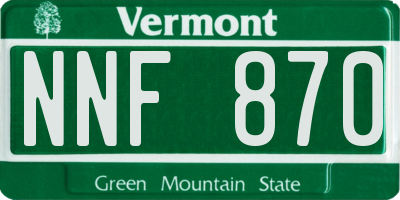 VT license plate NNF870