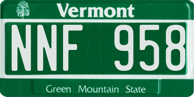 VT license plate NNF958