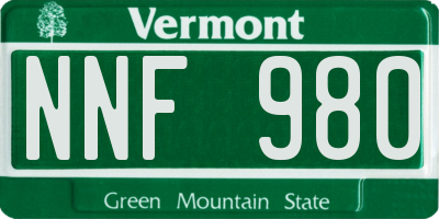 VT license plate NNF980