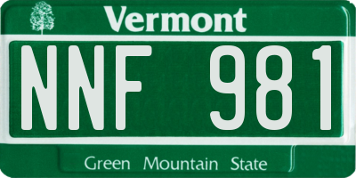 VT license plate NNF981