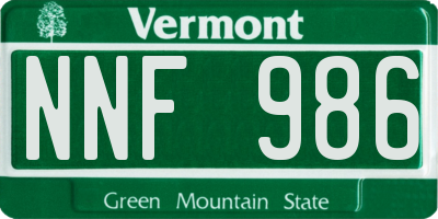 VT license plate NNF986