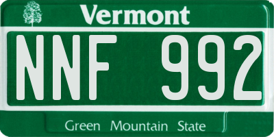 VT license plate NNF992