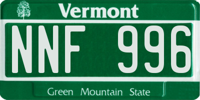 VT license plate NNF996
