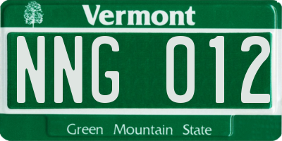VT license plate NNG012