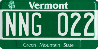 VT license plate NNG022