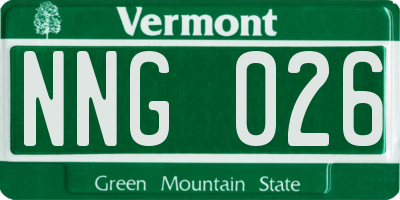 VT license plate NNG026