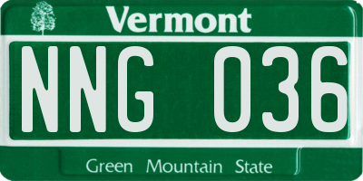 VT license plate NNG036