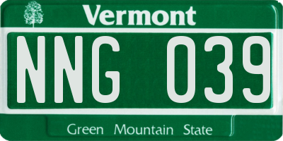 VT license plate NNG039