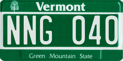 VT license plate NNG040