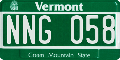 VT license plate NNG058