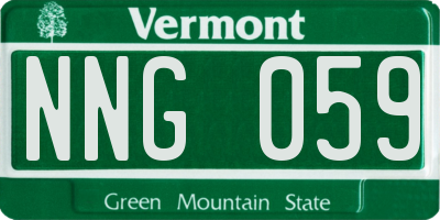 VT license plate NNG059
