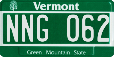 VT license plate NNG062