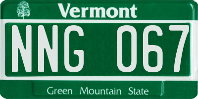 VT license plate NNG067