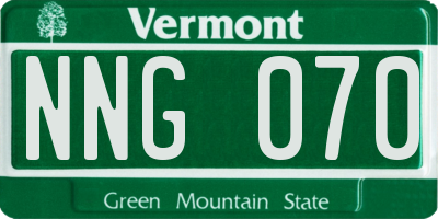 VT license plate NNG070