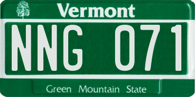 VT license plate NNG071