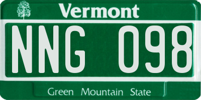 VT license plate NNG098