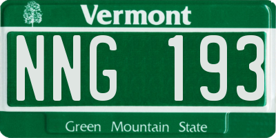 VT license plate NNG193