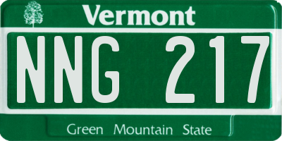VT license plate NNG217