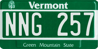 VT license plate NNG257